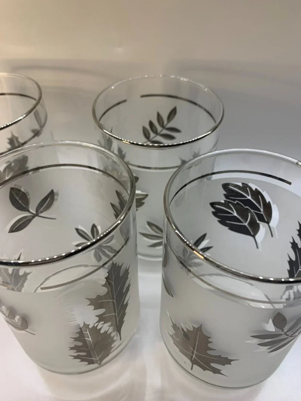 Vintage Libbey Silver Foliage Glasses 12 oz Set of 4
